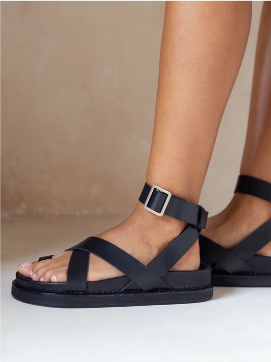 Liberté Shoes - Liberte Brontë black strappy platform leather Roman style sandals EUC 40 9/9.5